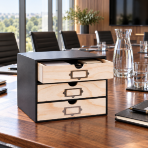 Alternative view of 3 Drawer Unit with Labels - Black Frame