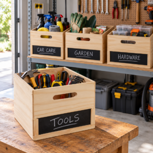 Alternative view of Large Chalkboard Label Crate - Natural