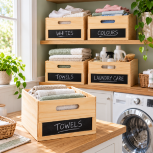 Alternative view of Medium Chalkboard Label Crate - Natural