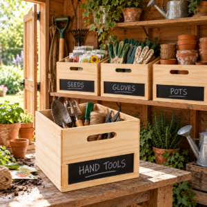Alternative view of Small Chalkboard Label Crate - Natural