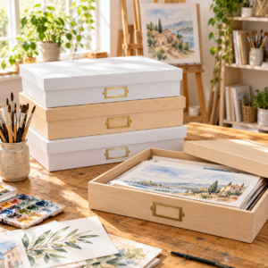 Alternative view of A3 Box with Label - Painted