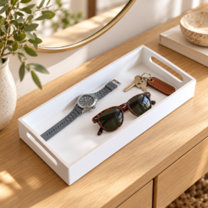 Alternative view of Rectangle Tray with Handles - White