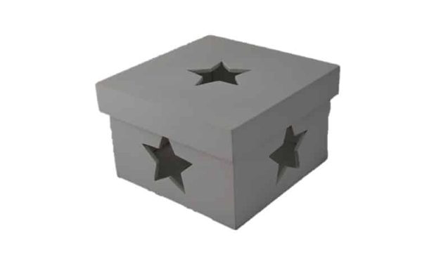 Gift Box with lid star stained grey