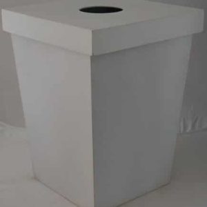 Wastepaper bin with lid stained white