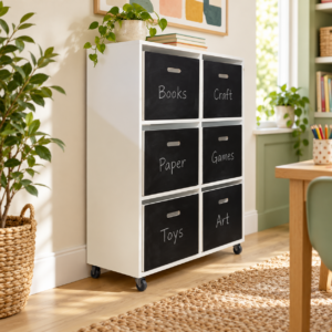 Alternative view of 6 Drawer Chalkboard Chest on Castors - White