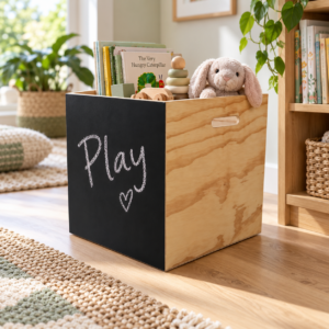 Alternative view of Square Chalkboard Box - No Lid - Natural
