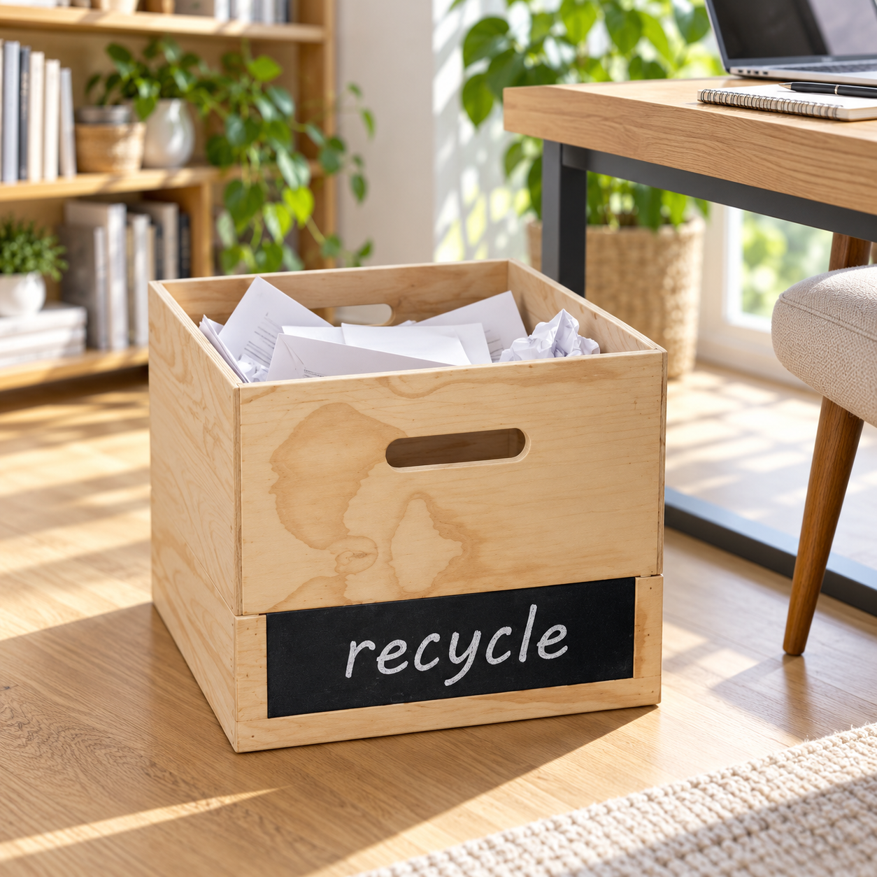 Large Chalkboard Crate - Recycle - Natural - Image 2